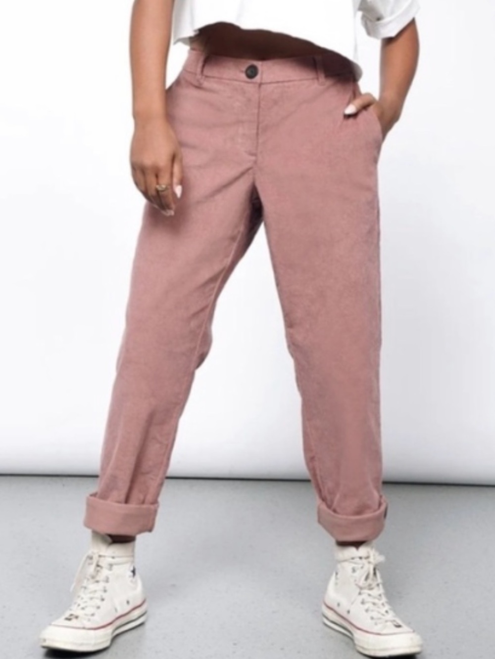 Wildfang The Essential Corduroy Trouser Mauve Dusty Pink Pants Women's 10 Unisex